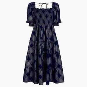 The Nesli Nap Dress - Navy Glitter Check / XL - Hill House Home